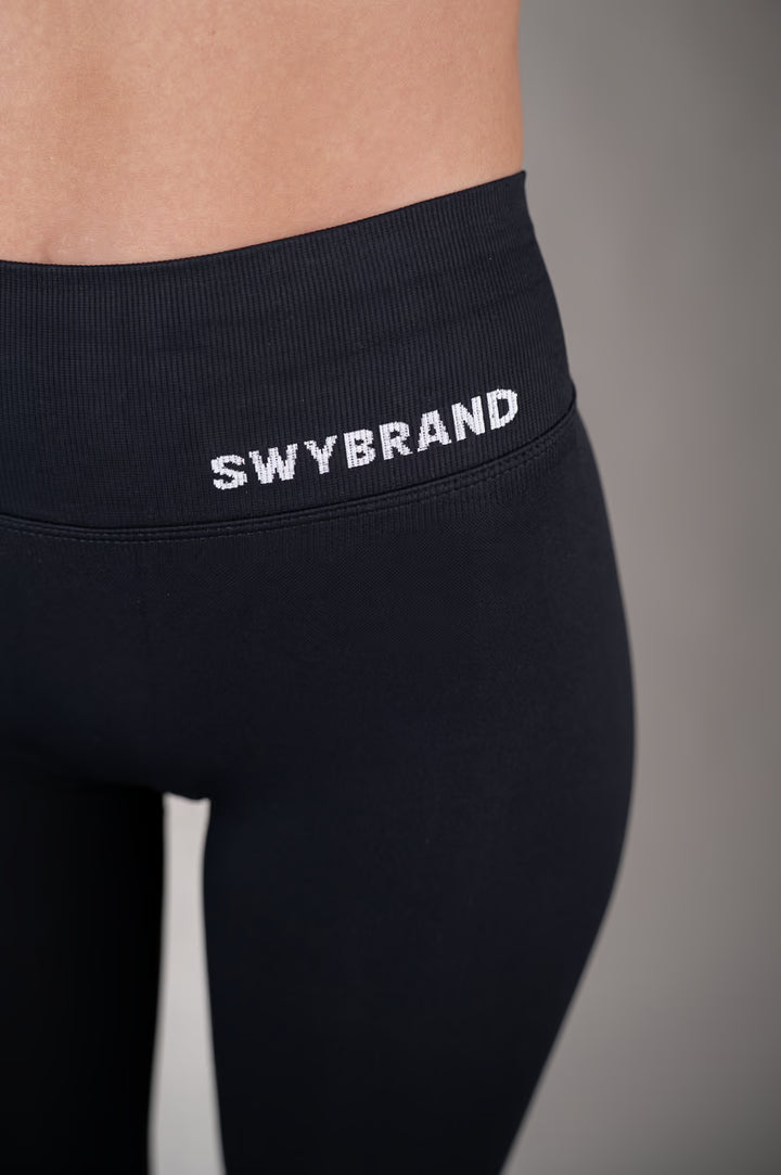 Black Bum Leggings, logo detail