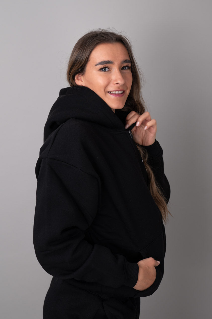 EASE Zip Hoodie Črn