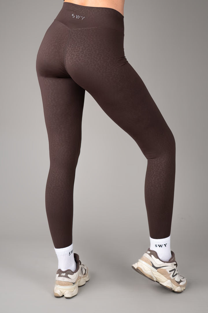 Brown Leopard No scrunch Leggings back view
