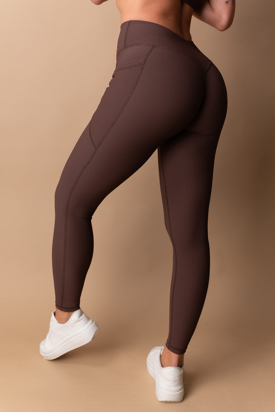 Shape Chocolate Brown Ribbed High Waist Leggings