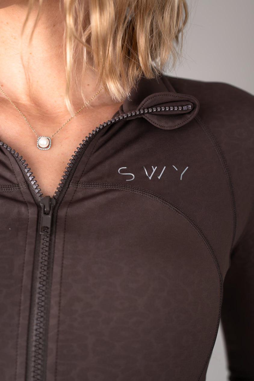 Brown Leopard Shirt with zip detail