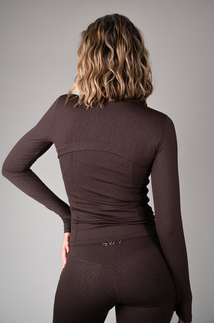 Brown Leopard Shirt with zip back view