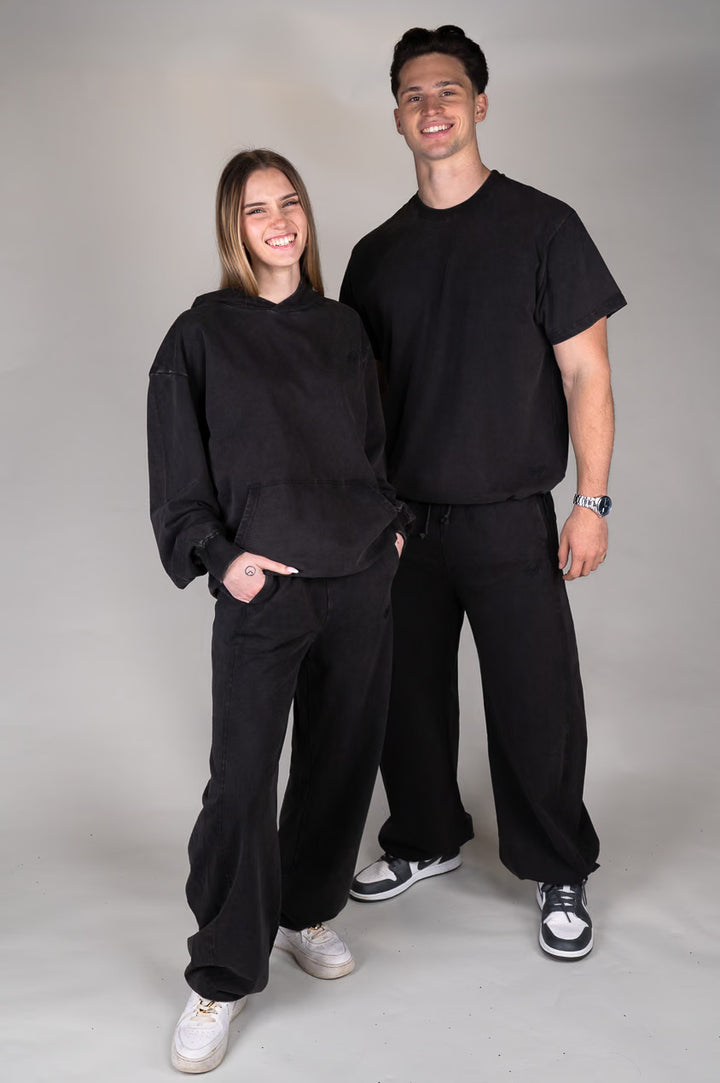 Washed black T-Shirt matching sets