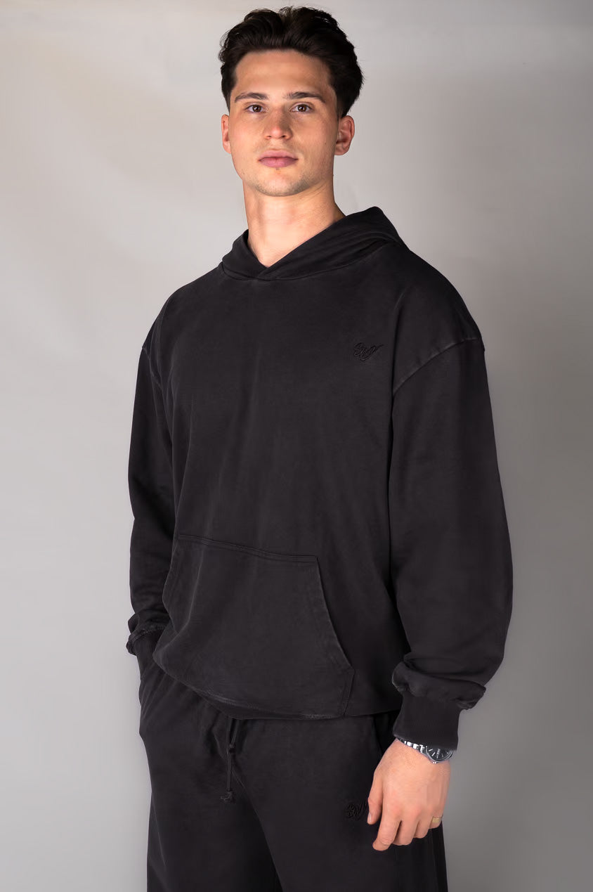 Washed Black Hoodie front view